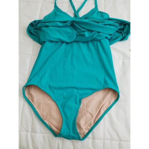Lands' End Women's Tummy Control Swimdress Size 16L Jade Green NWOT - Picture 7 of 15